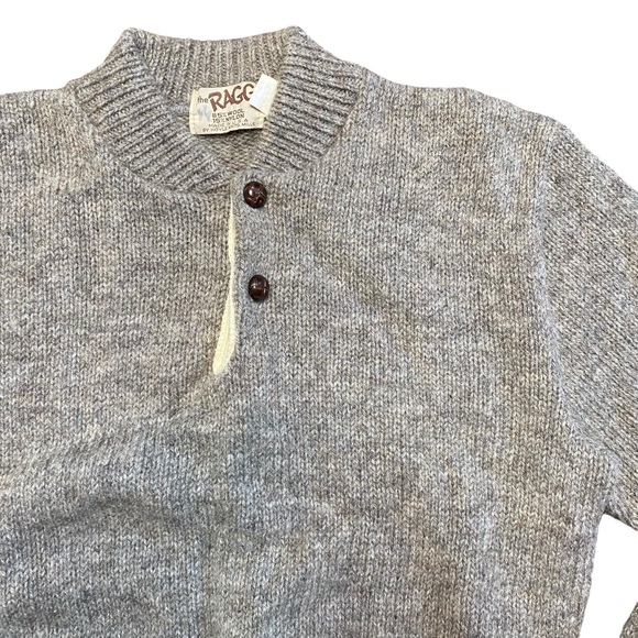 Hoyle Knitting Mills The Ragg Knit Henley Sweater Wmns XL Made in USA Wool Blend - Picture 1 of 10
